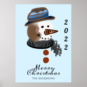 niedliche Schneemobilität frohe Weihnachten Poster