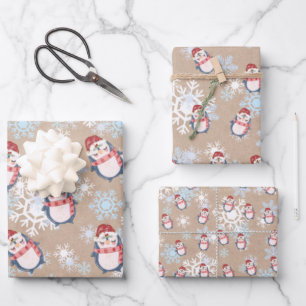 Niedliche Schneepinguine zu Weihnachten Geschenkpapier Set