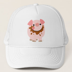 Niedliche Schokolade Cartoon Pig Hat Truckerkappe