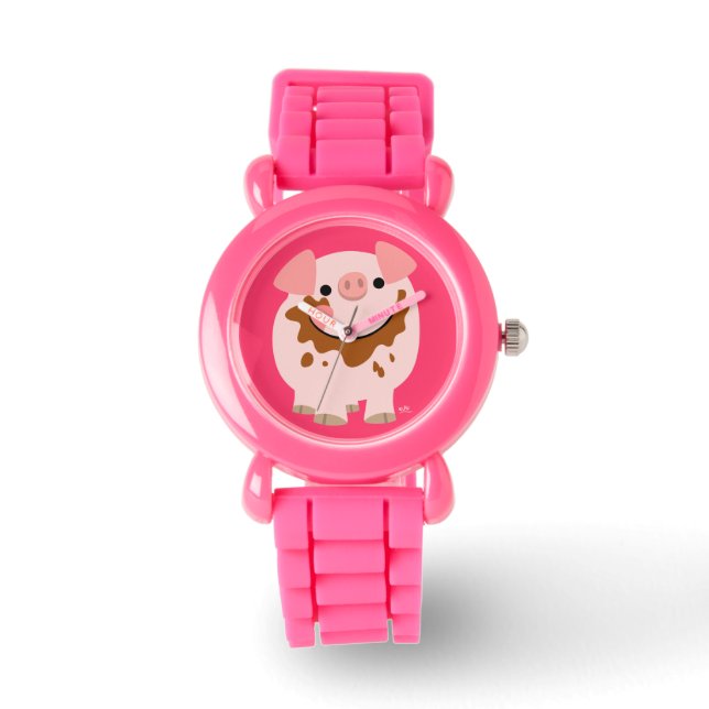 Niedliche Schokolade Cartoon Pig Watch Armbanduhr (Vorderseite)