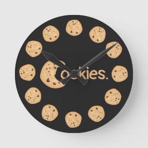 Niedliche Schokolade Chip Cookie "Cookies" Text Runde Wanduhr
