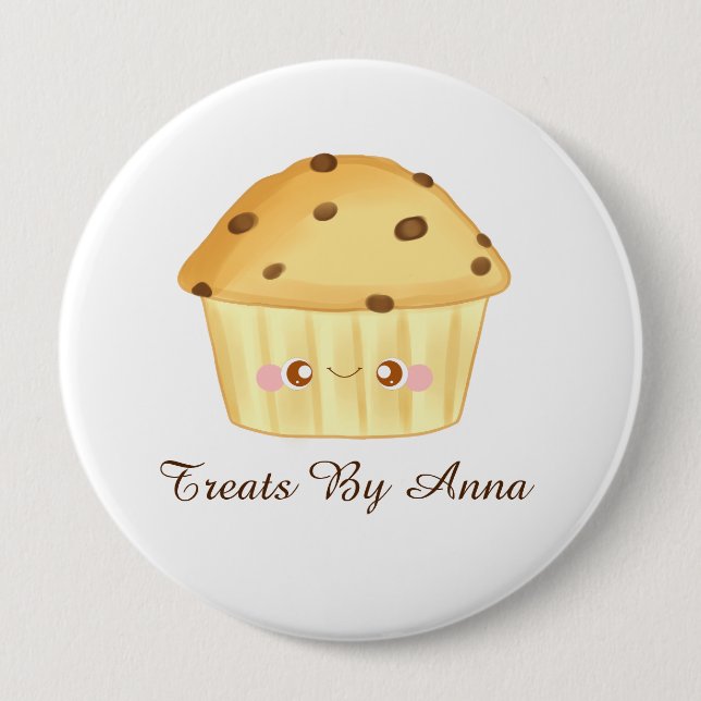 Niedliche Schokolade Chip Muffin Button (Vorderseite)