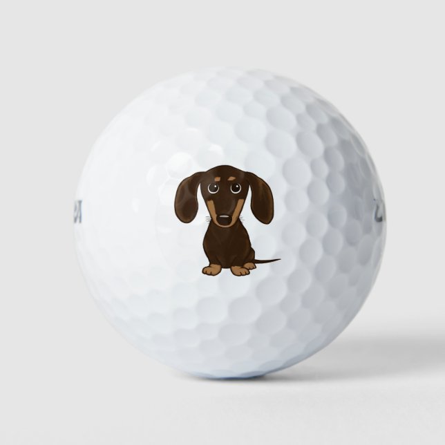 Niedliche Schokolade Dackel | Cartoon Dackel Hund Golfball (Vorderseite)