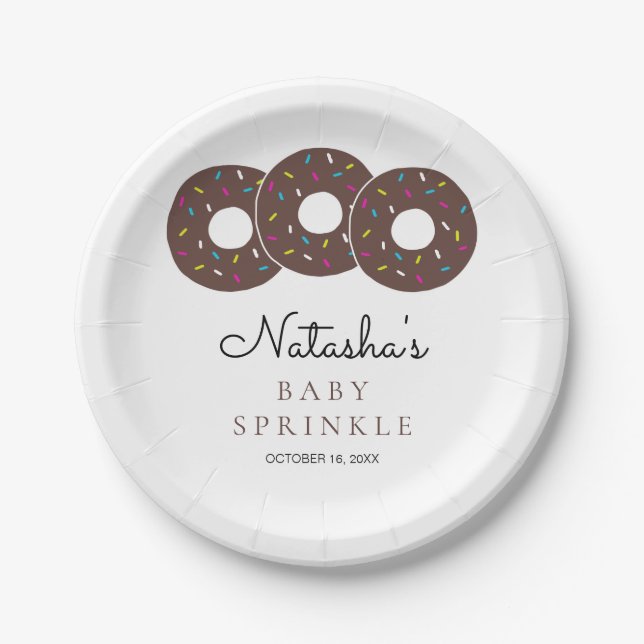 Niedliche Schokolade Donuts Kinderdusche Sprinkle Pappteller (Vorderseite)
