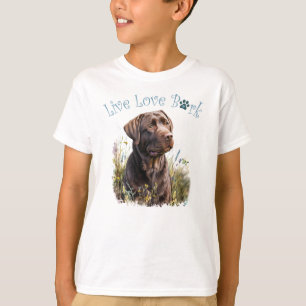 Niedliche Schokolade Labrador Hund Blüte T-Shirt