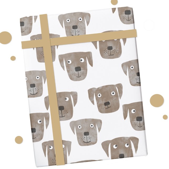 Niedliche Schokolade Labrador Retriever Dog Muster Geschenkpapier (Chocolate labrador retriever dog watercolor pattern wrapping paper roll)