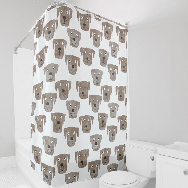 Niedliche Schokolade Labrador Retriever Dog Waterc Duschvorhang (Fun Chocolate Labrador Retriever Dog watercolor pattern shower curtain)