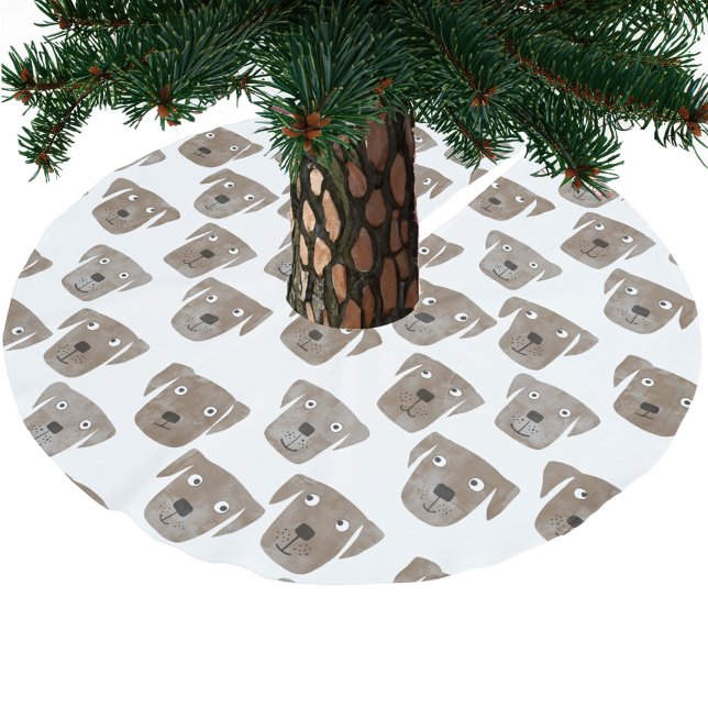 Niedliche Schokolade Labrador Retriever Dog Waterc Polyester Weihnachtsbaumdecke (Fun Chocolate brown Labrador Retriever dog pattern festive Christmas tree skirt)