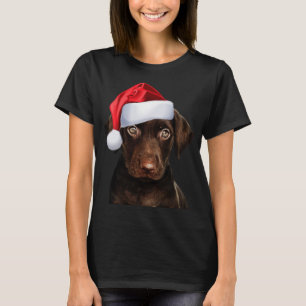 Niedliche Schokolade Labrador Weihnachtsmannmütze  T-Shirt