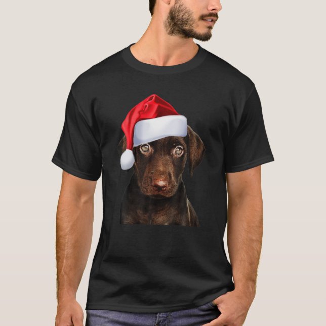 Niedliche Schokolade Labrador Weihnachtsmannmütze  T-Shirt (Vorderseite)