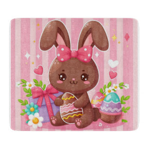 Niedliche Schokolade Osterhase mit rosa Streifen Schneidebrett