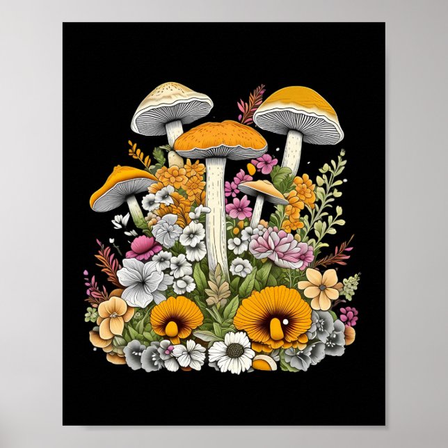 niedliche schöne Blume und Pilze Poster (Vorne)