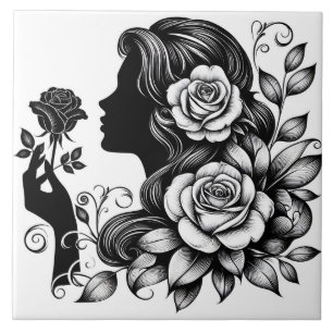 Niedliche schöne Dame, die Zuhause-Business macht Fliese