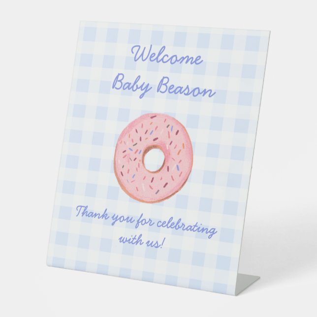 Niedliche schöne Gingham Donut Baby Sprinkle Dekor Sockelschild (Vorderseite)