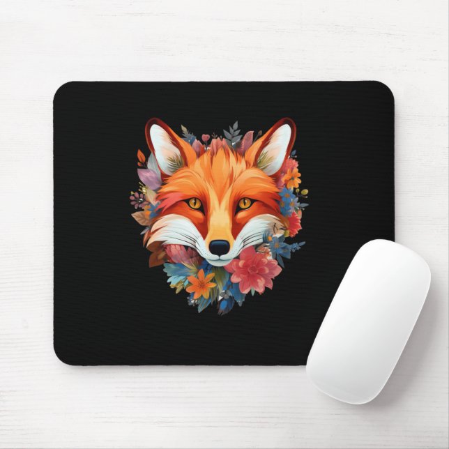 Niedliche schöne Wasserfarbenfox-Blume Mousepad (Mit Mouse)