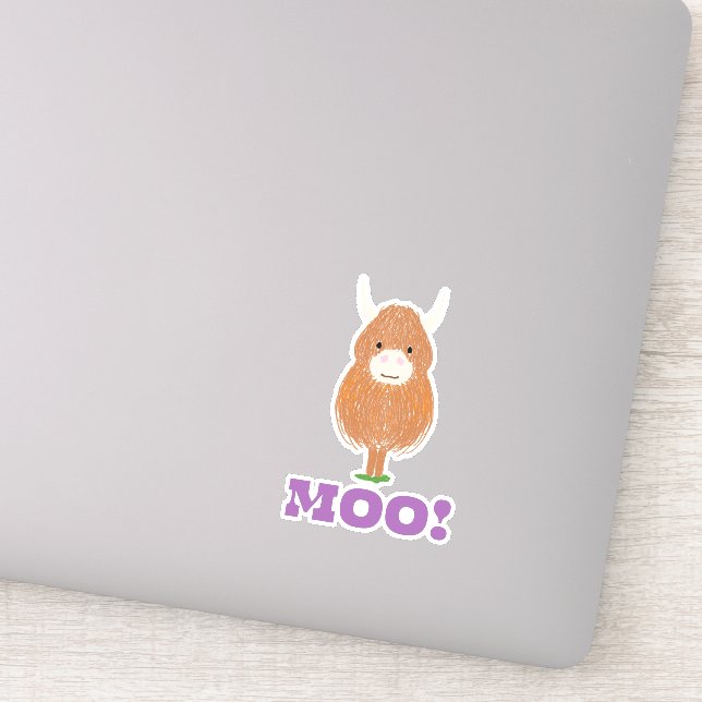 Niedliche schottische Highland Cow Aufkleber (Detail)