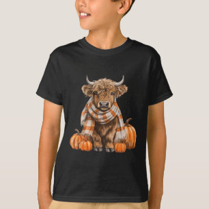Niedliche schottische Kuh Gemütlicher Herbstkürbis T-Shirt
