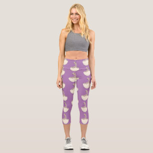 Niedliche Schraffur für Vogel-Strauß-Cartoon Capri Leggings