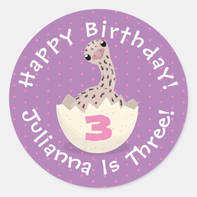 Niedliche Schraffur für Vogel-Strauß-Cartoon Runder Aufkleber (Vorderseite)