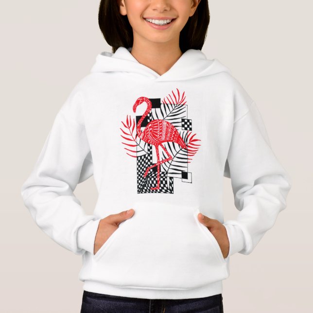Niedliche Schuhe für Mädchen mit rotem Flamingo-Dr Hoodie (Vorderseite)