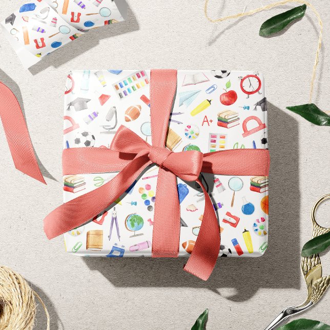 Niedliche Schullieferungen zurück zum Schulmuster Geschenkpapier (Von Creator hochgeladen)