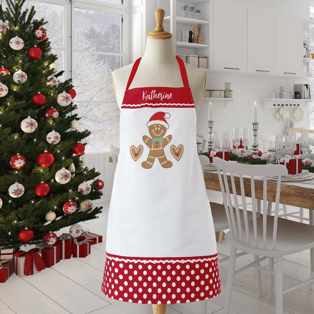 Niedliche Schürze (Personalize this cute Christmas gingerbread man apron with your name for Christmas. )