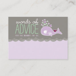 Niedliche schwangere Lila Whale Baby Shower Mommy Hinweiskarte