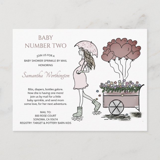 Niedliche schwangere Mama Baby Sprinkle Dusche per Einladungspostkarte (Vorderseite)