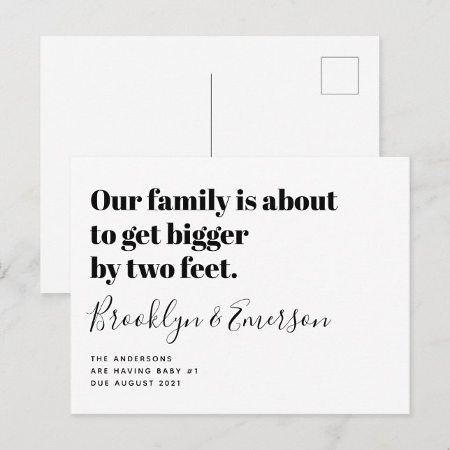 Niedliche Schwangerschaftsankündigung Ankündigungspostkarte (Vorne/Hinten)