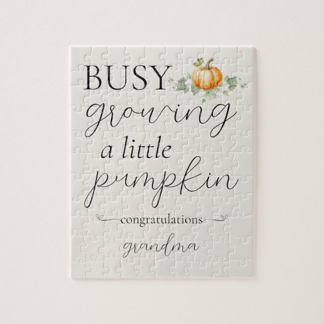 Niedliche Schwangerschaftsankündigung Kleines Kürb Puzzle (Vertikal)