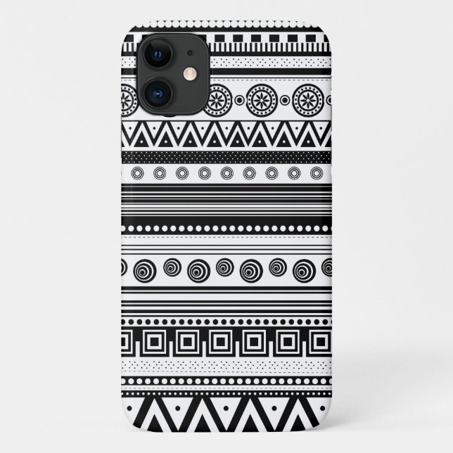 Niedliche, schwarz dekorierte Aztec-Textur Case-Mate iPhone Hülle (Rückseite)