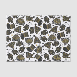 Niedliche Schwarz-Gold-Hasen und Zehn Weihnachten Seidenpapier