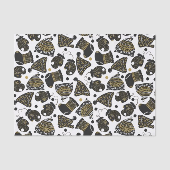 Niedliche Schwarz-Gold-Hasen und Zehn Weihnachten Seidenpapier (Vorderseite)