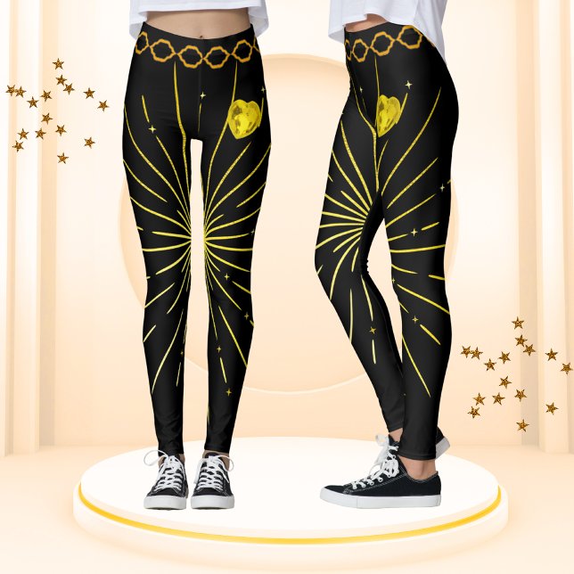 Niedliche schwarz-goldgestreifte afrikanische Frau Leggings (Von Creator hochgeladen)