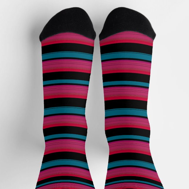 Niedliche schwarz-rosa Streifen Socken (Oben)
