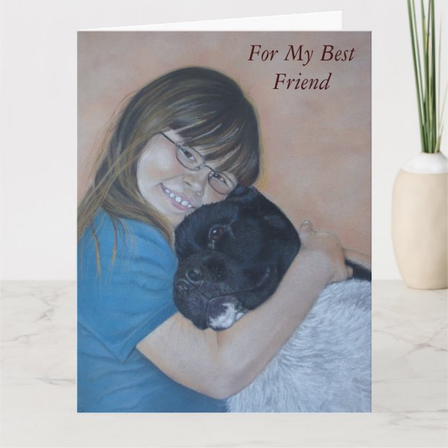 Niedliche Schwarz-Weiß-Akita kudierende beste Freu Karte (Vorderseite)