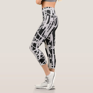 Niedliche Schwarz/Weiß Capri Leggings