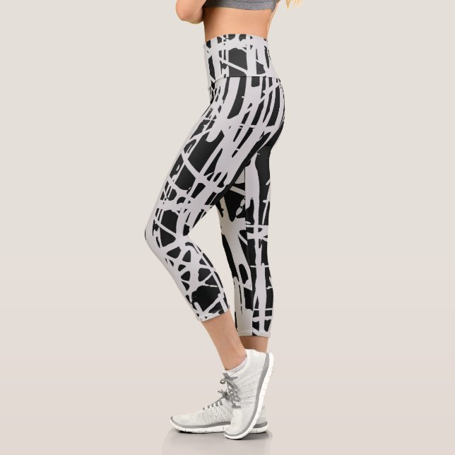 Niedliche Schwarz/Weiß Capri Leggings (Links)