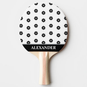Niedliche Schwarz-Weiß-Daisy-Blume Personalisiert Tischtennis Schläger