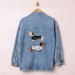Niedliche Schwarz-Weiß-Dosen Dackel Hunde Haustier Jeansjacke