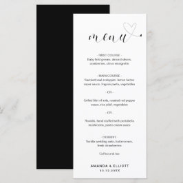 Niedliche Schwarz-Weiß-Einfache Hochzeit Menükarte