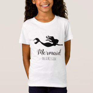 Niedliche Schwarz-Weiß-Grafik-Mermaid auf einer Mi T-Shirt