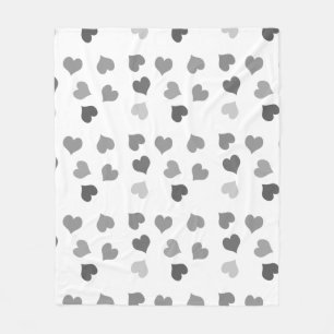 Niedliche Schwarz-Weiß-Herzen Fleecedecke