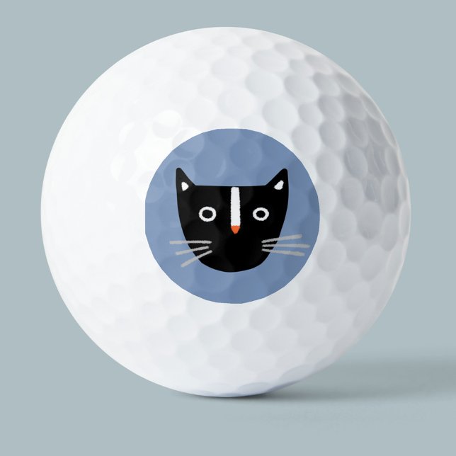 Niedliche Schwarz-Weiß-Katze Golfball (Von Creator hochgeladen)
