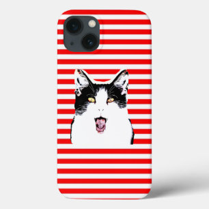 Niedliche Schwarz-Weiß-Katze lacht Case-Mate iPhone Hülle