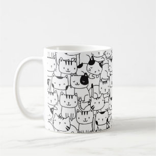 Niedliche Schwarz-Weiß-Katzen Kaffeetasse