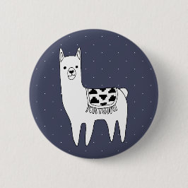 Niedliche Schwarz-Weiß-Lama- und Weißpunkte Button