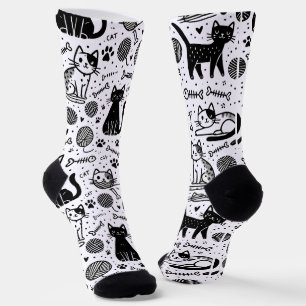 Niedliche Schwarz-Weiß-Muster-Socken Minimalistisc Socken