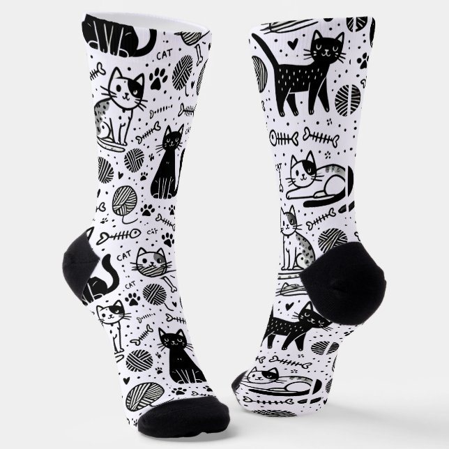Niedliche Schwarz-Weiß-Muster-Socken Minimalistisc Socken (Gewinkelt)