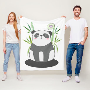 Niedliche Schwarz-Weiß-Panda-Bären-Illustration Fleecedecke